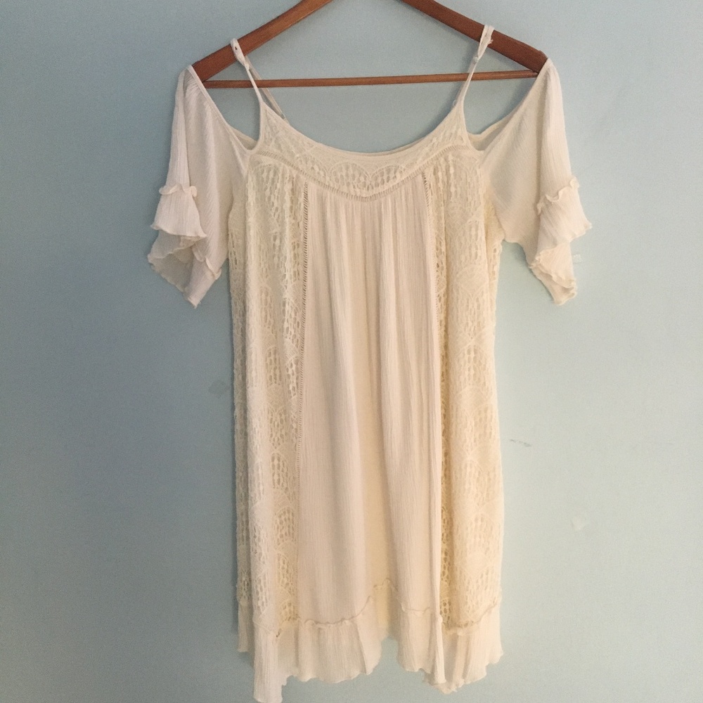 Mossimo Off-White Cold Shoulder Dress/Tunic Size L